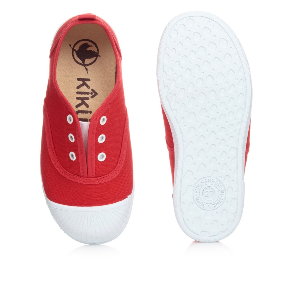 Toddler Girl Red Canvas Slip-on Trainers by KIKU - Boutique Kids Sneakers - Picture 4 of 15